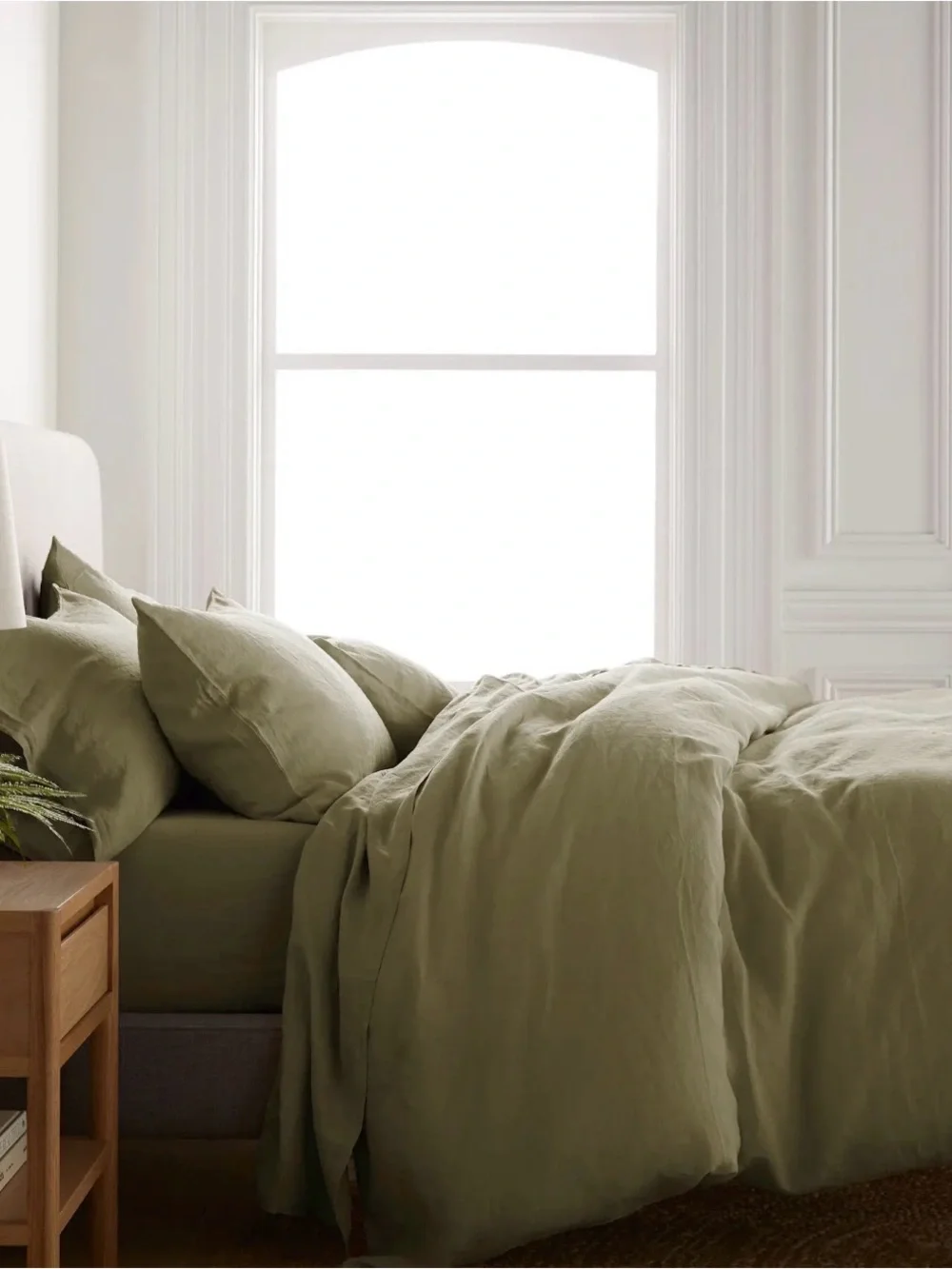 Quince European Linen Duvet Cover Full/Queen - Aloe - Button Closure NWT
